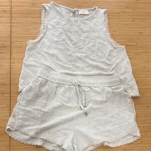Cream Sleeveless Top and Shorts Set